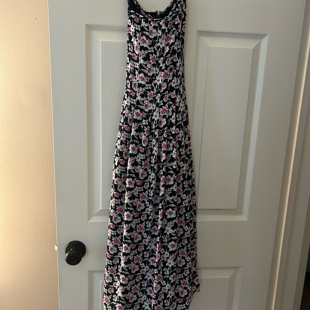 Banana Republic Floral Midi Dress - Black and Pink
